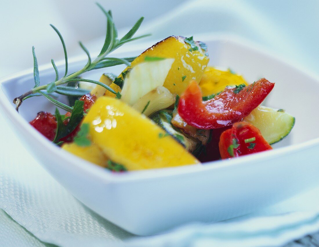 Peppers and vegetables with rosemary
