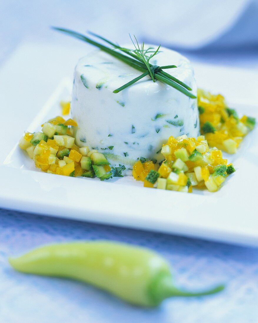 Herb timbale with vegetable tartare