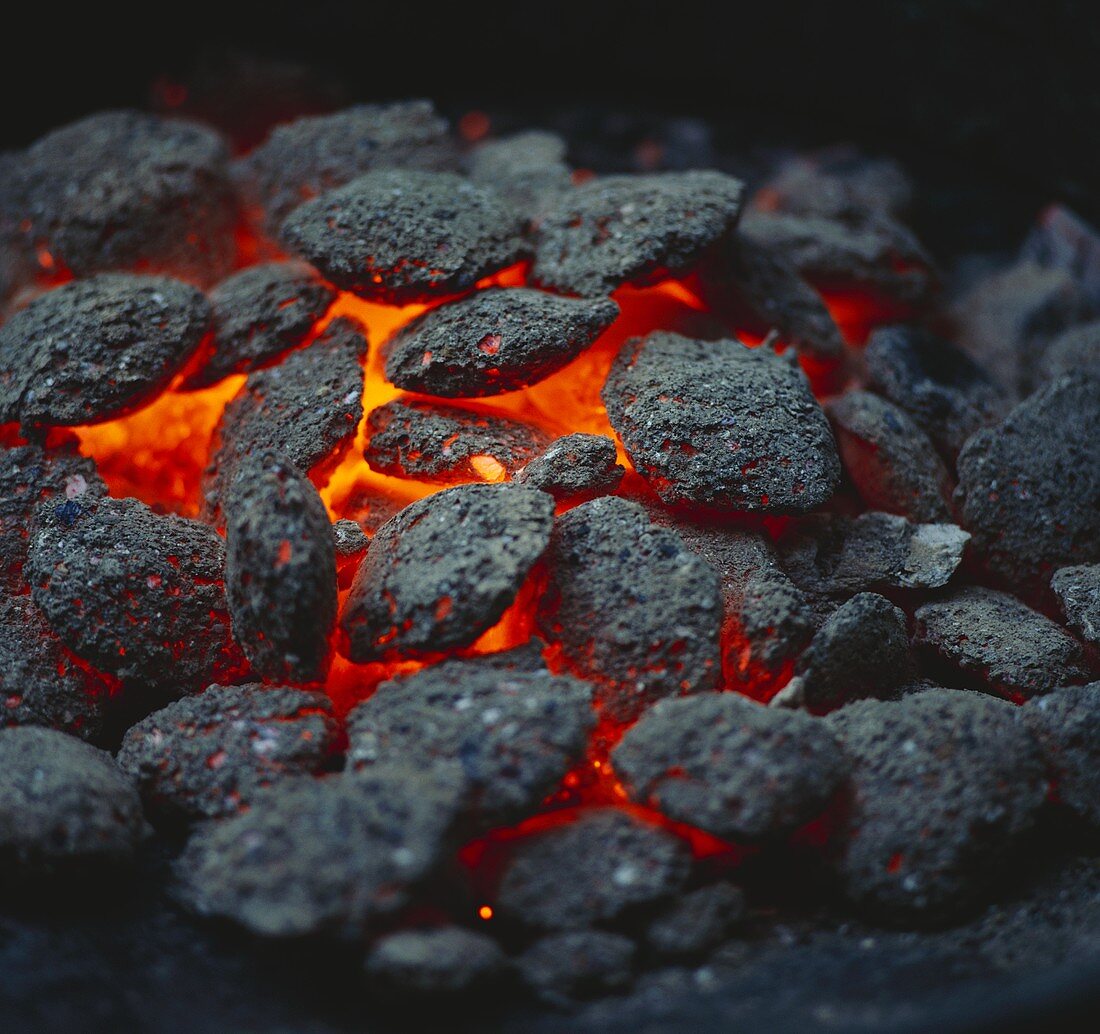 Glowing barbecue charcoal