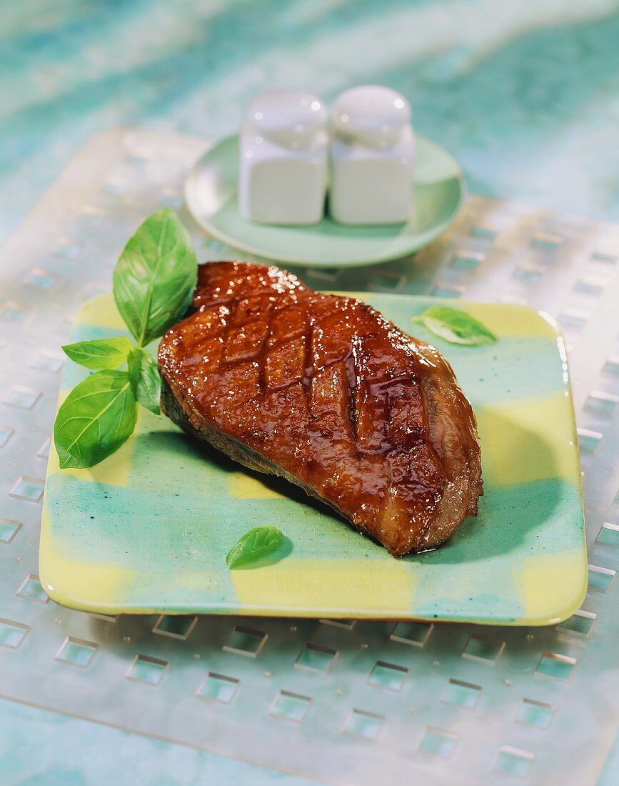 Barbecued marinated duck breast (Hot and Honey Duck, USA)