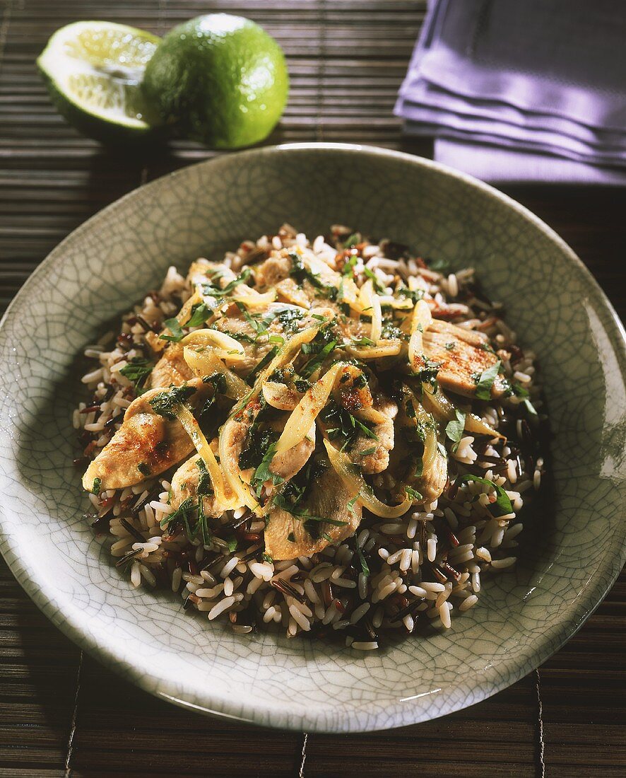 Chicken breast with lime juice on Creole rice