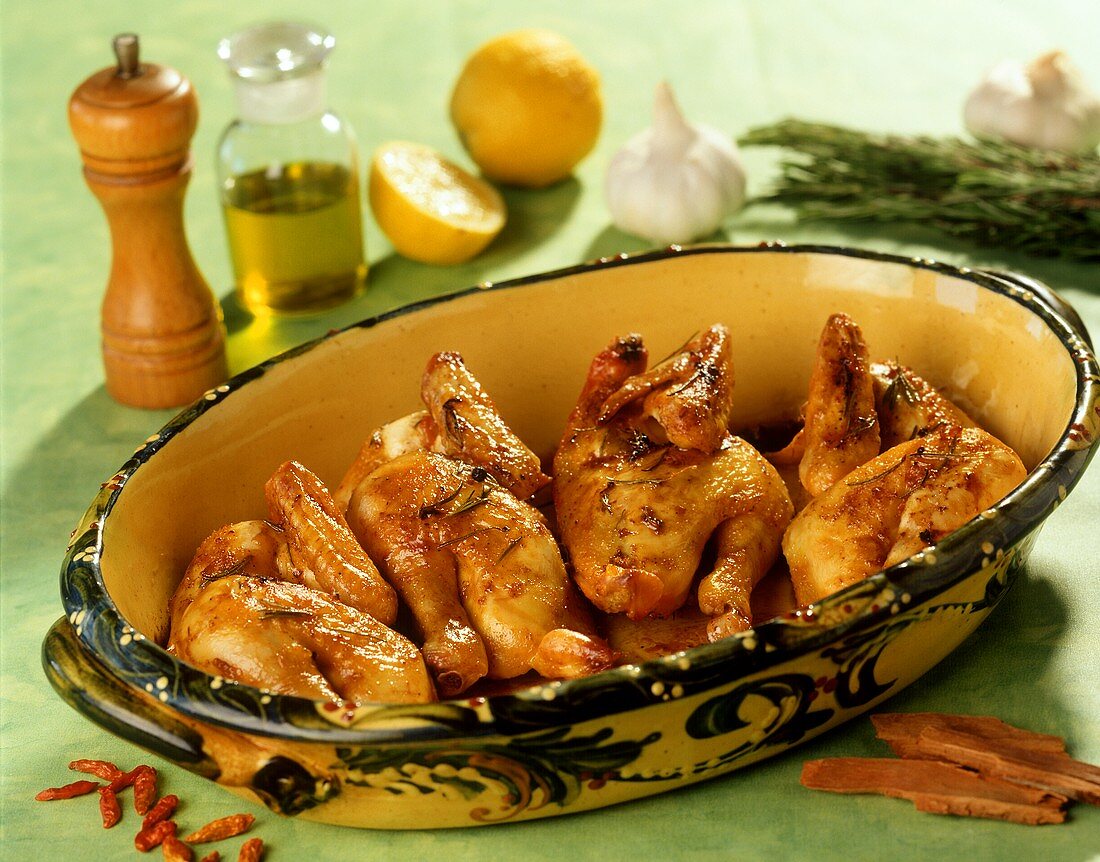 Poussin roasted with lemon and rosemary
