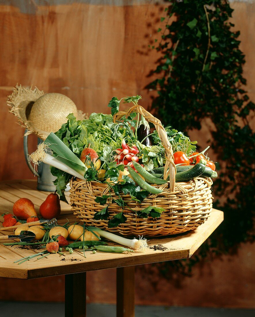 Basket of garden vegetables