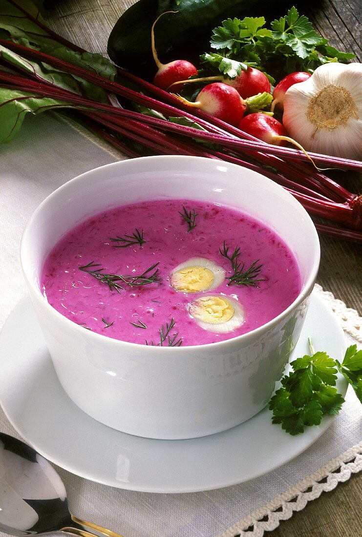 Cold bortsch (beetroot soup, Poland)