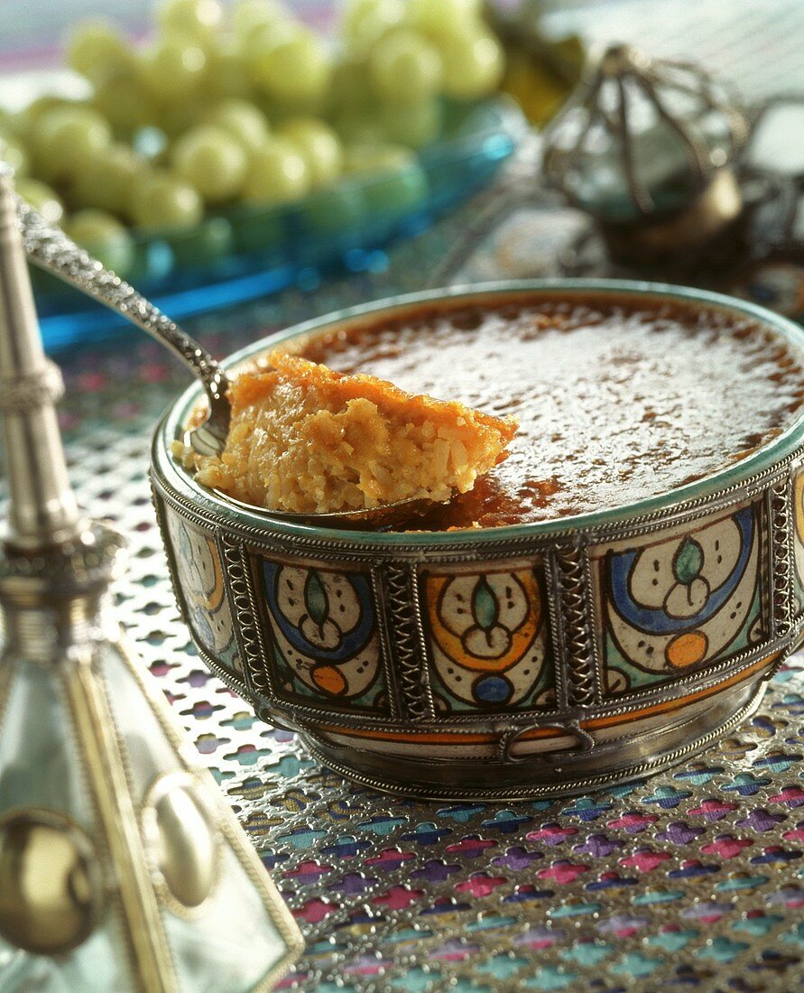 Sweet rice pudding, Middle Eastern style, with cinnamon