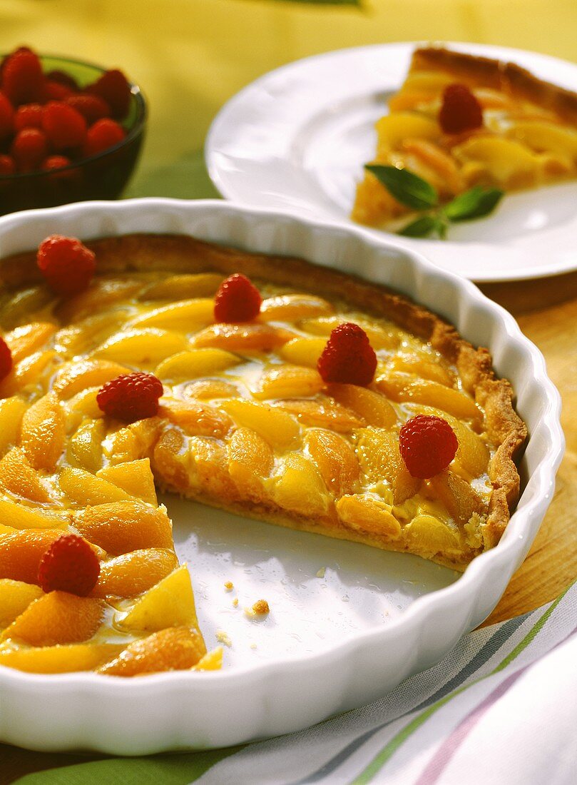 Apricot and raspberry tart