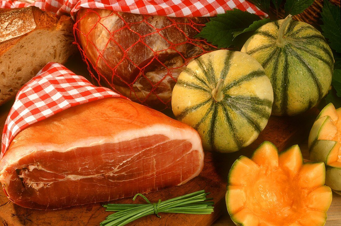 Cavaillon melons and Jambon de Bayonne (French ham)