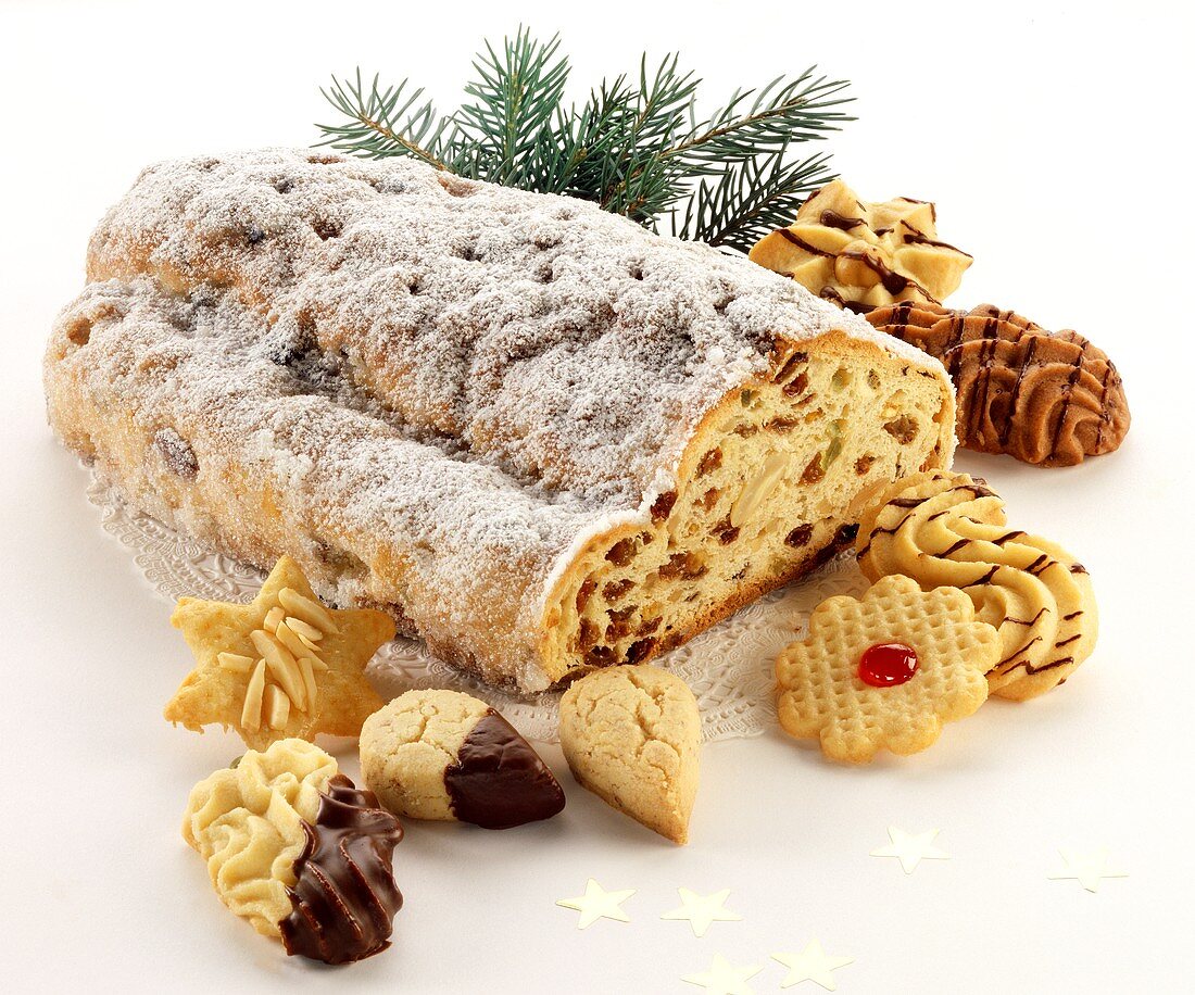 Weihnachtsstollen und Weihnachtsplätzchen