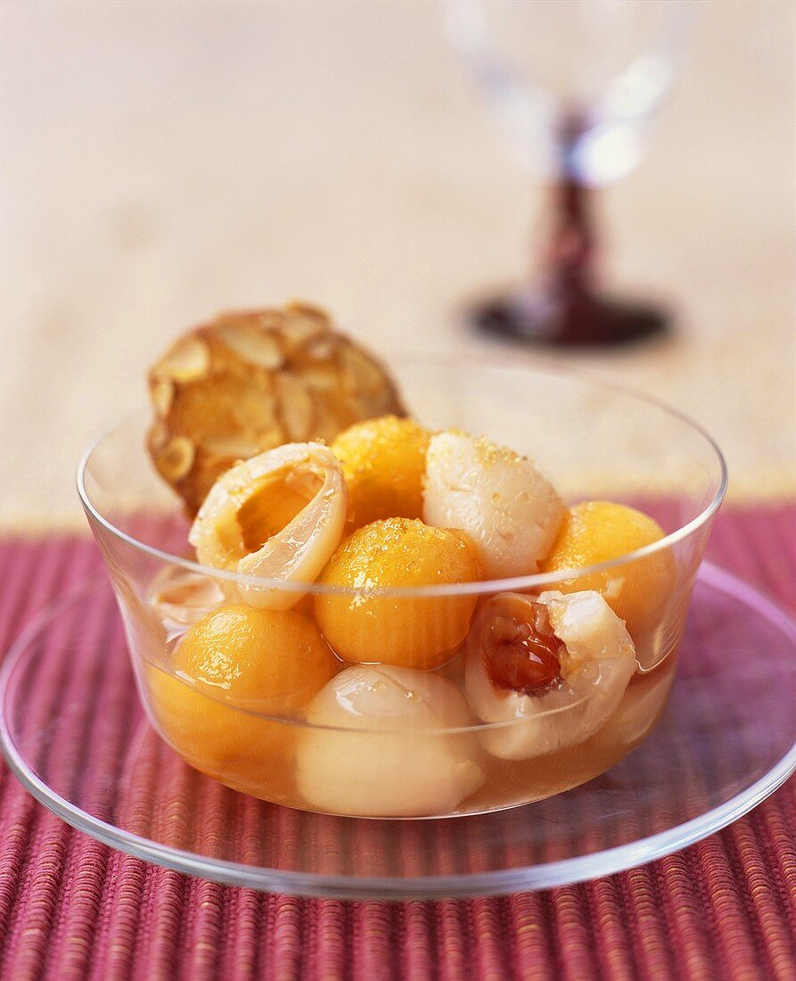 Honigmelonen-Lychee-Salat