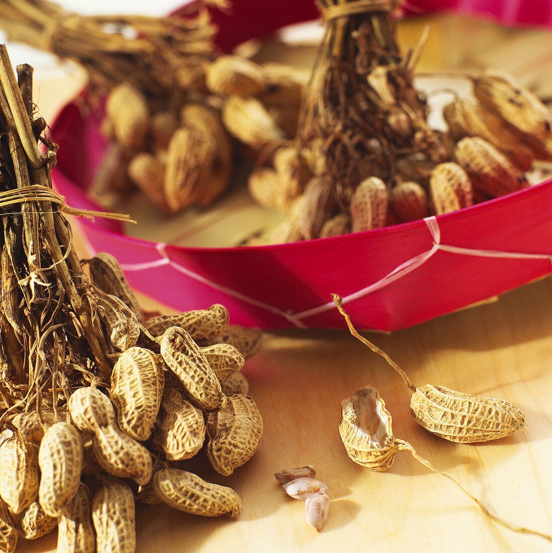 Peanuts in and beside a Balinese basket