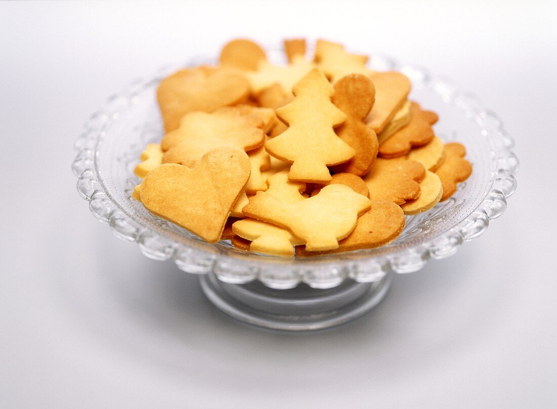 Christmas biscuits on glass plate