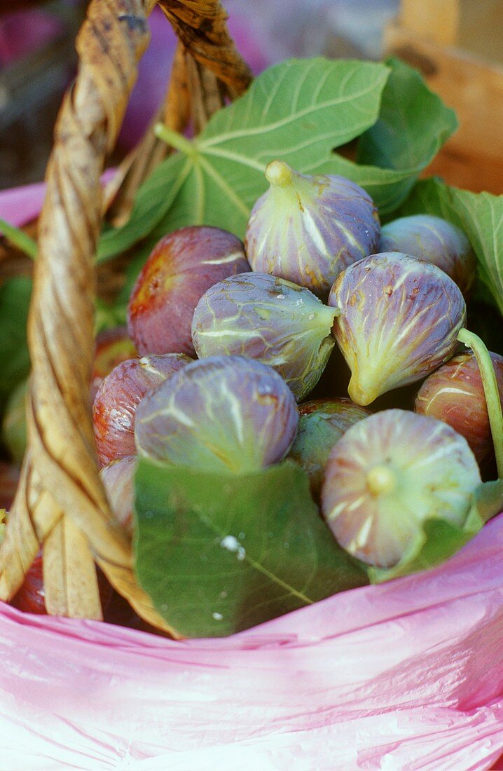 Fresh figs in basket