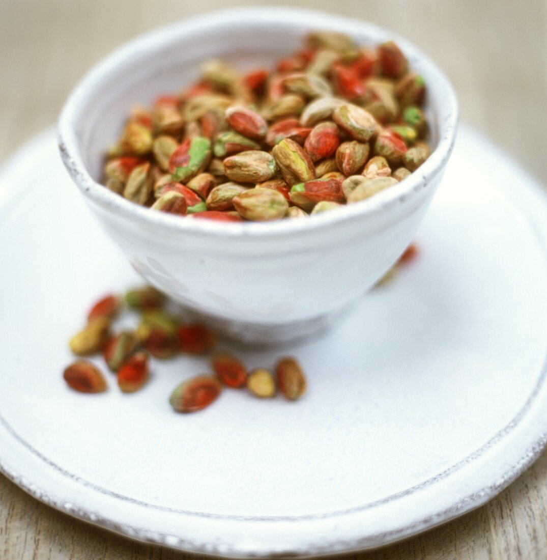 Shelled pistachios in a bowl