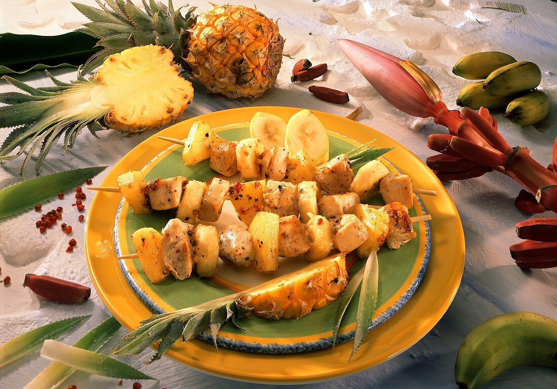 Turkey kebabs with exotic fruits