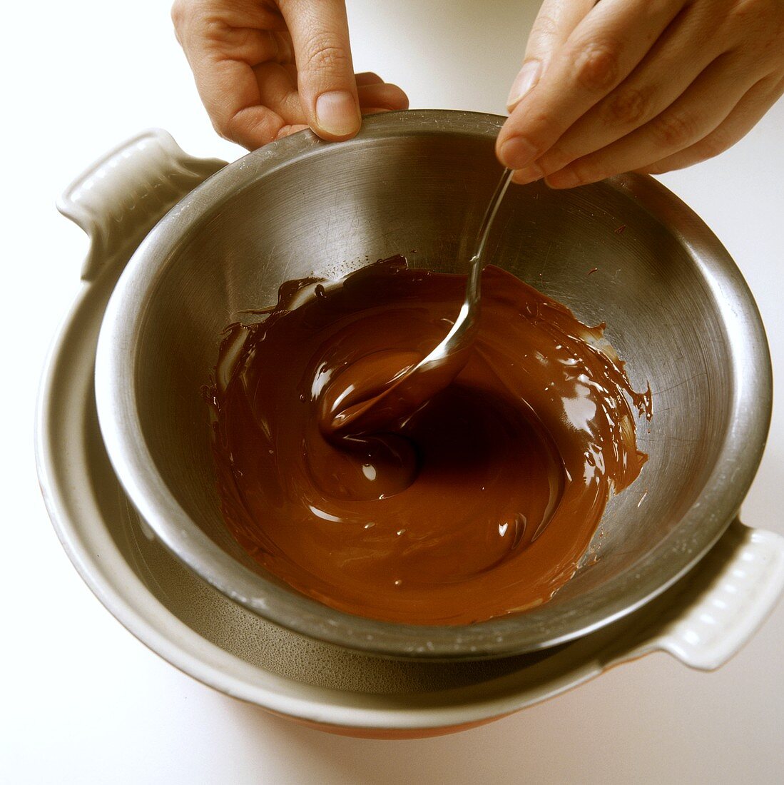 Melting chocolate over bain-marie