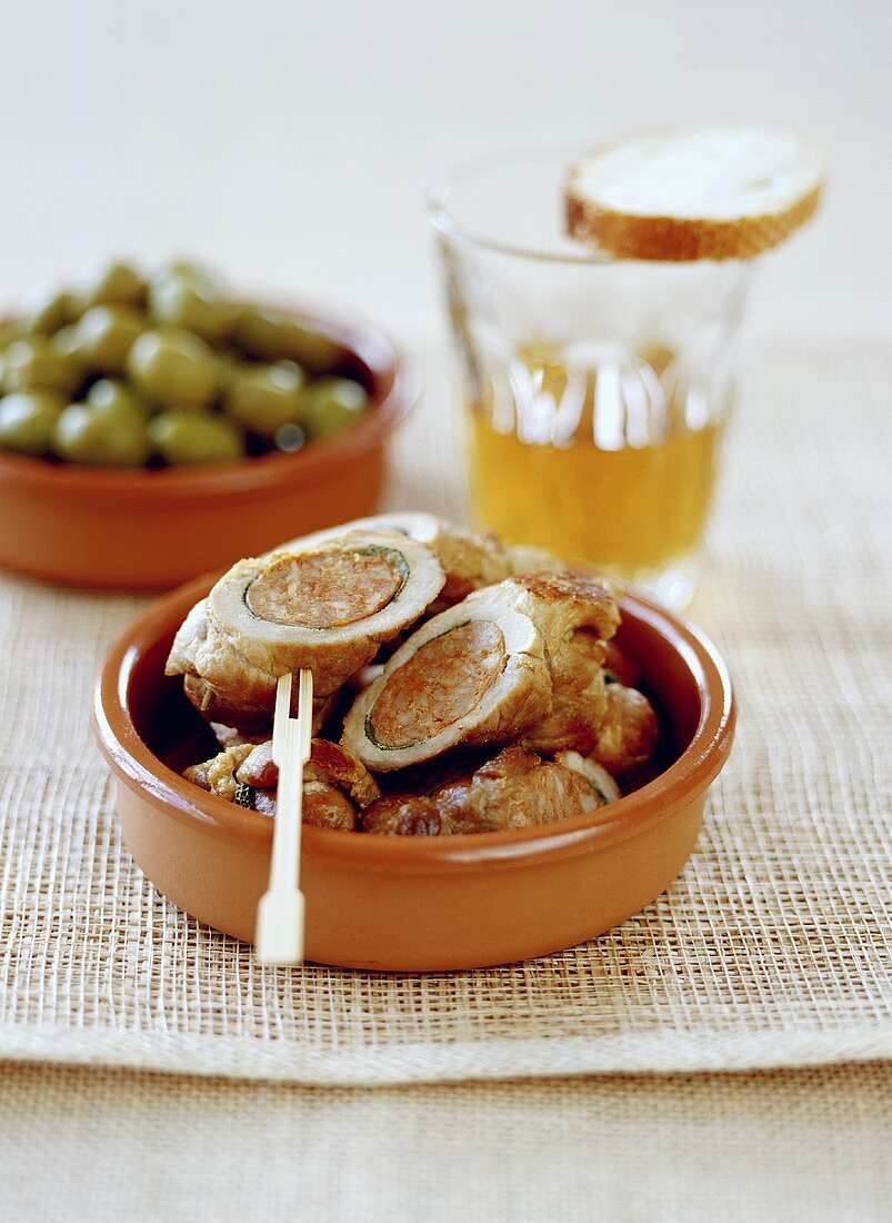 Pork roulade filled with chorizo