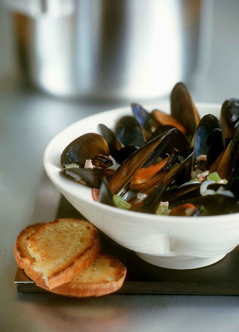 Mussels in wine stock