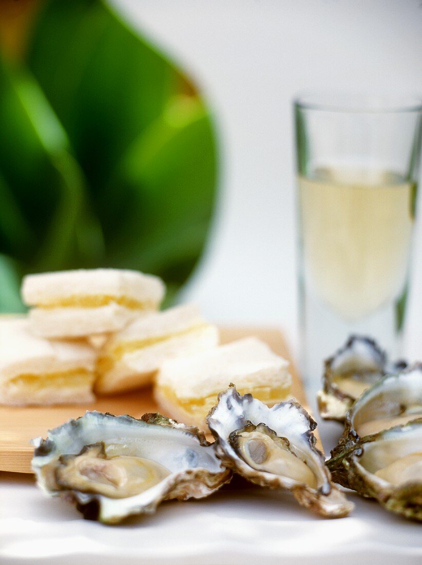 Oysters with ginger dressing