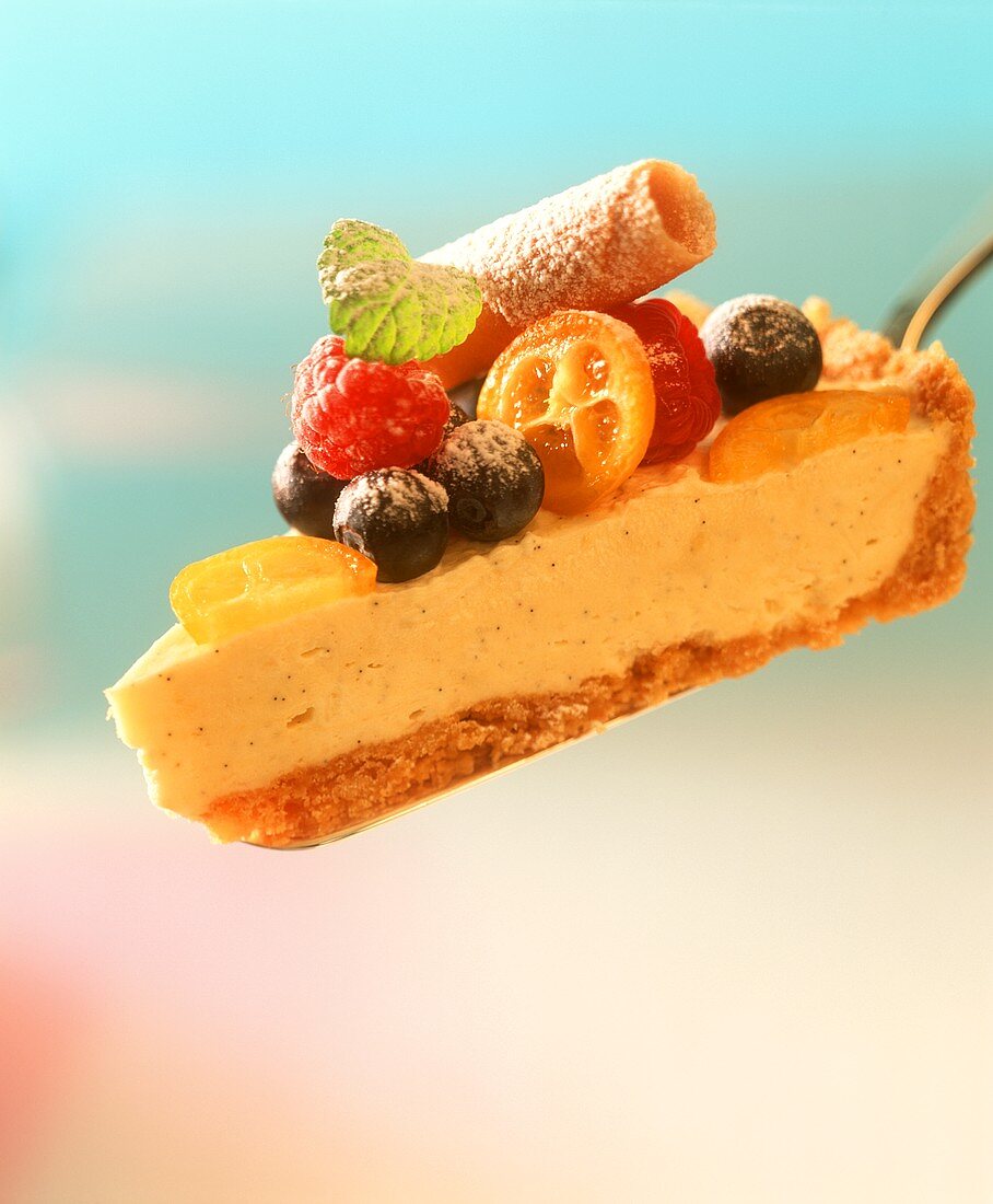 A piece of frozen vanilla and honey tart