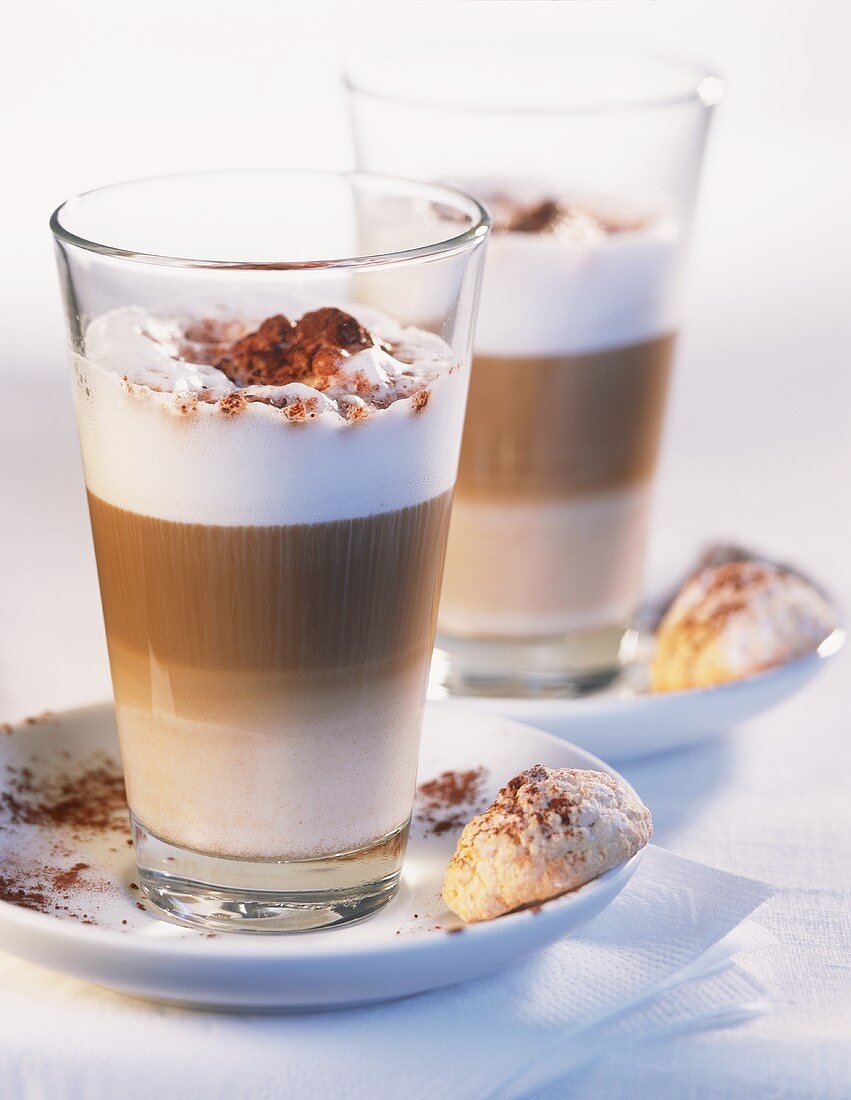 Two glasses of latte macchiato