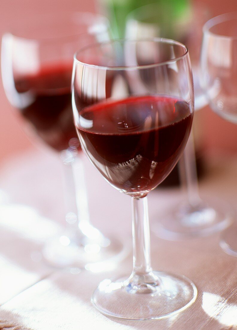 Red wine glasses