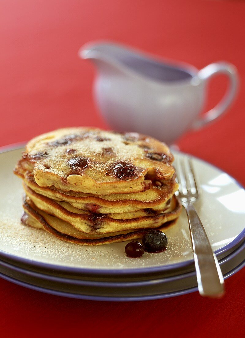 Blueberry pancakes with cinnamon and sugar