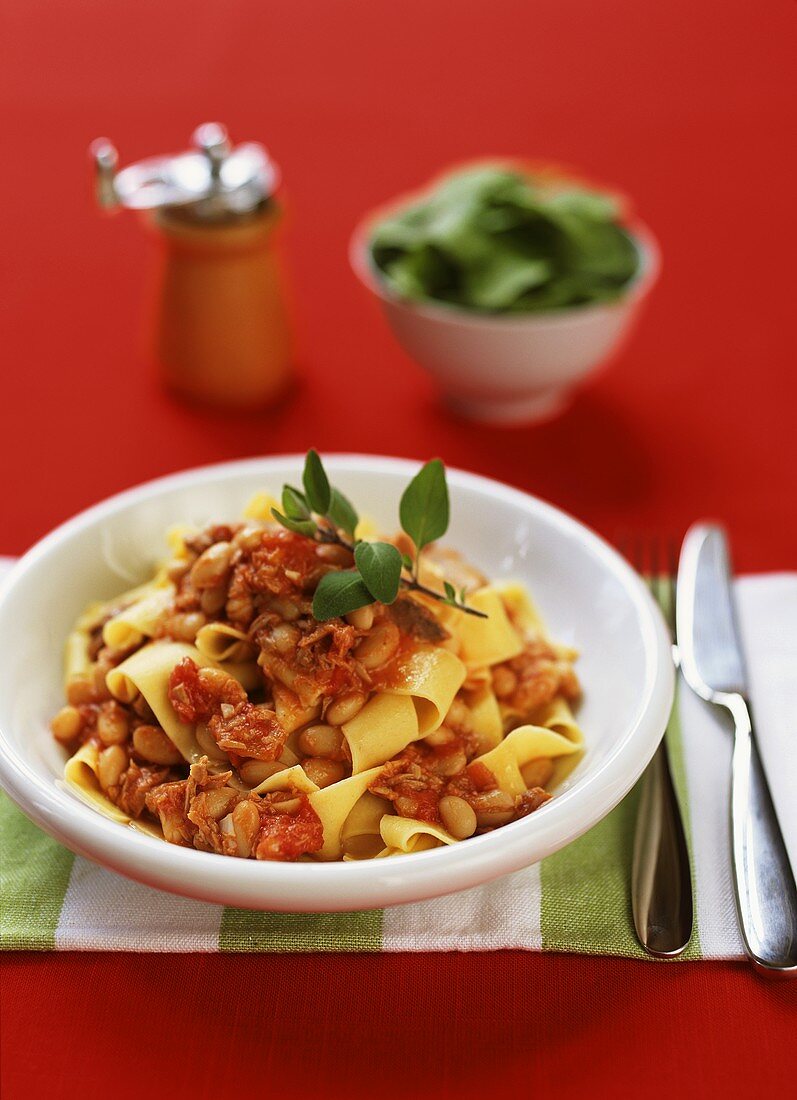 Pappardelle with white beans and tuna