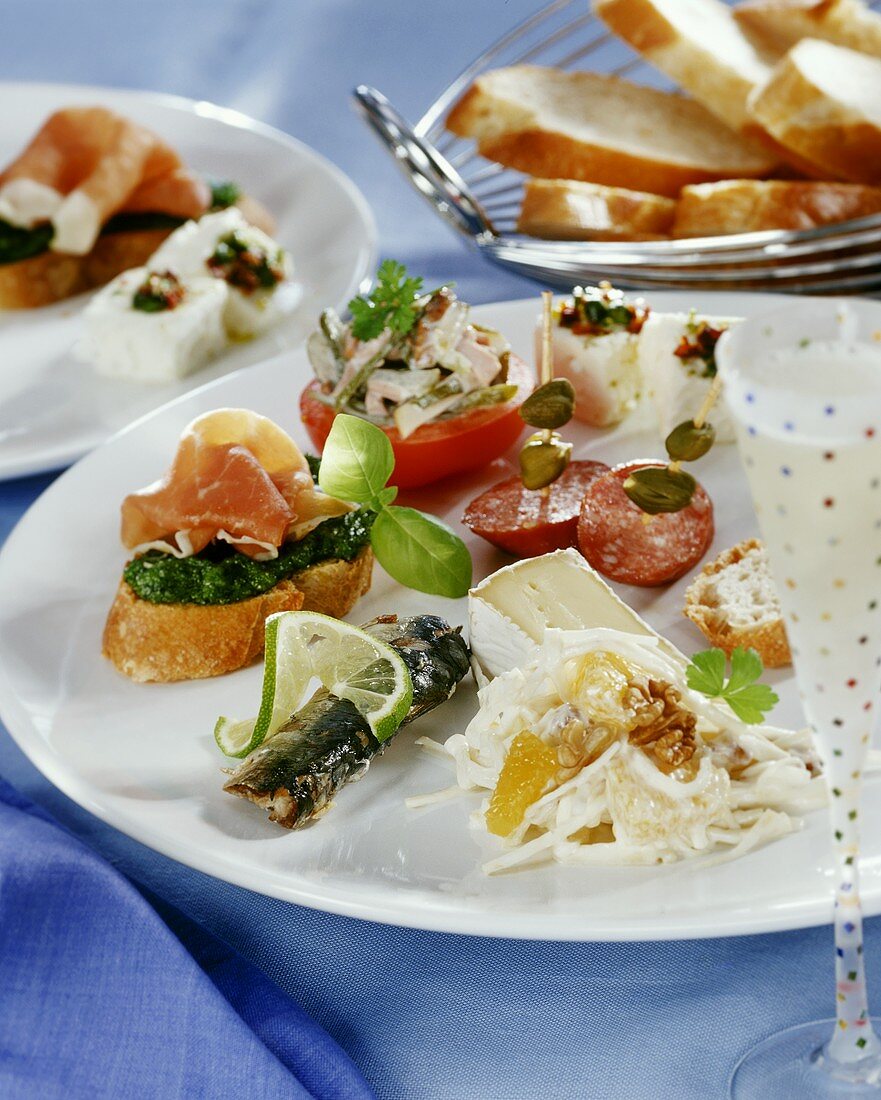 Party plate with assorted snacks