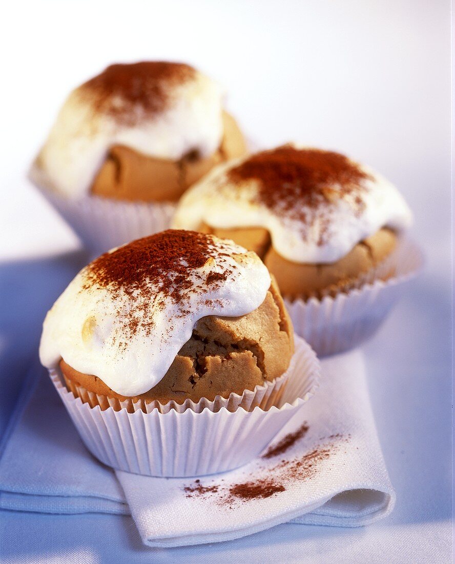 Espresso muffins with soft cheese topping