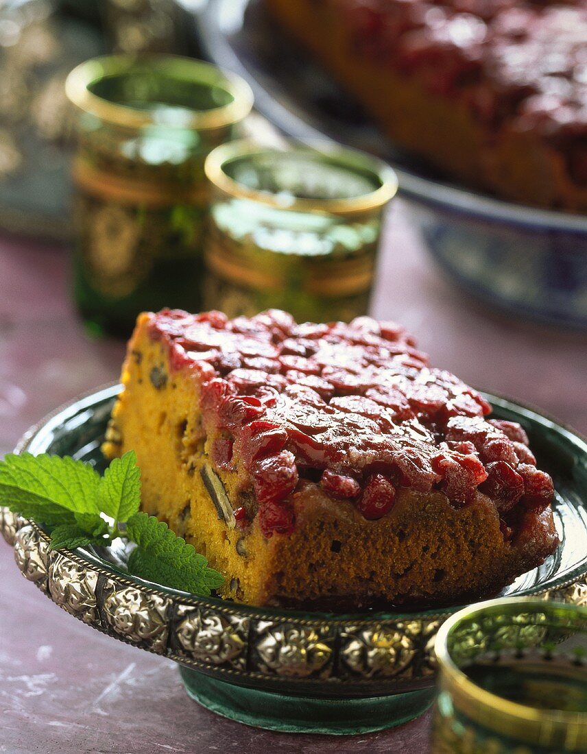 Gâteau renversé au potiron (Kürbiskuchen mit Cranberries)