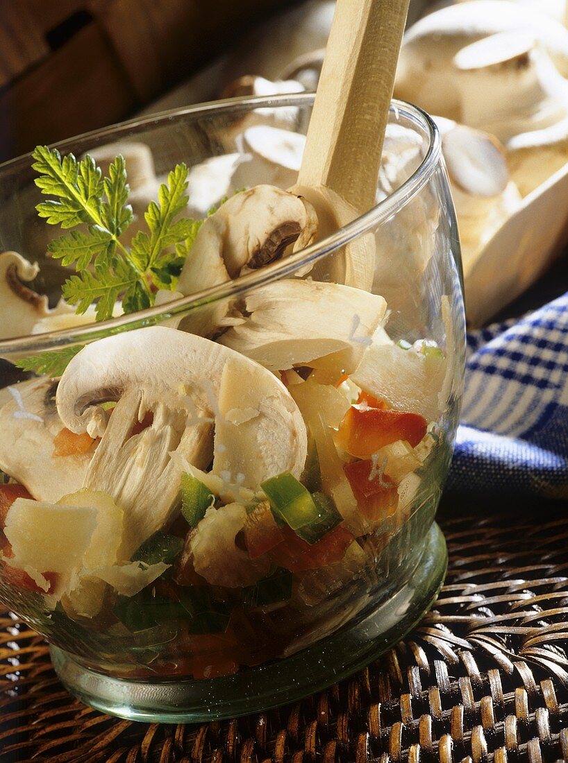 Mushroom salad with celery and peppers