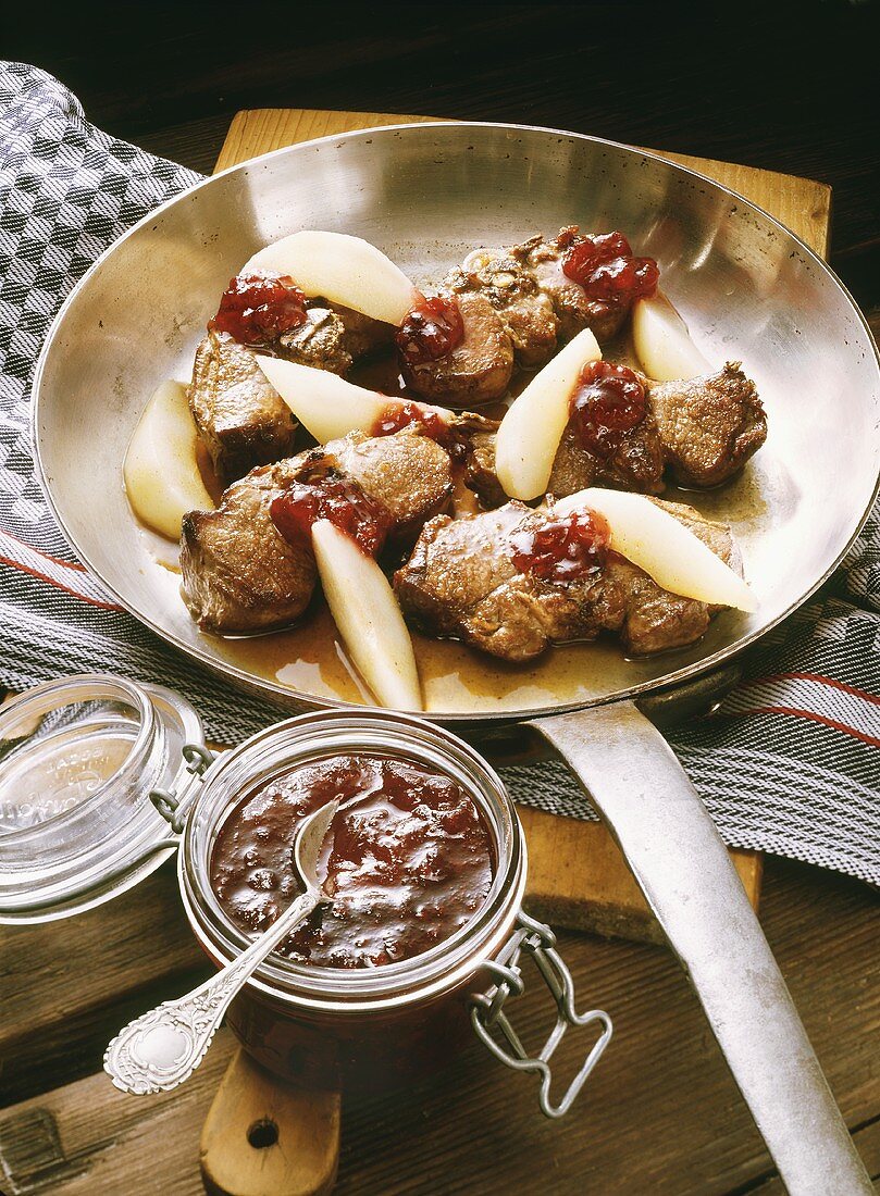 Roasted Venison Cutlets with Pears