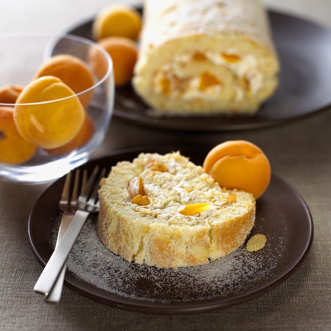 Apricot and almond roulade