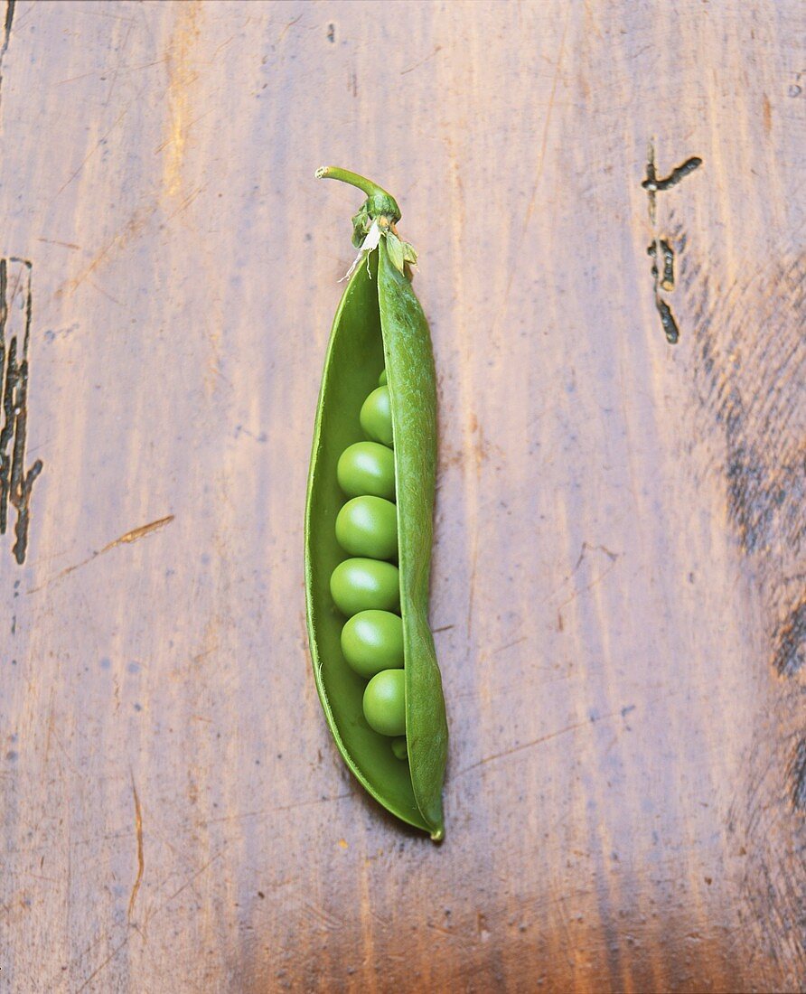 An opened pea pod