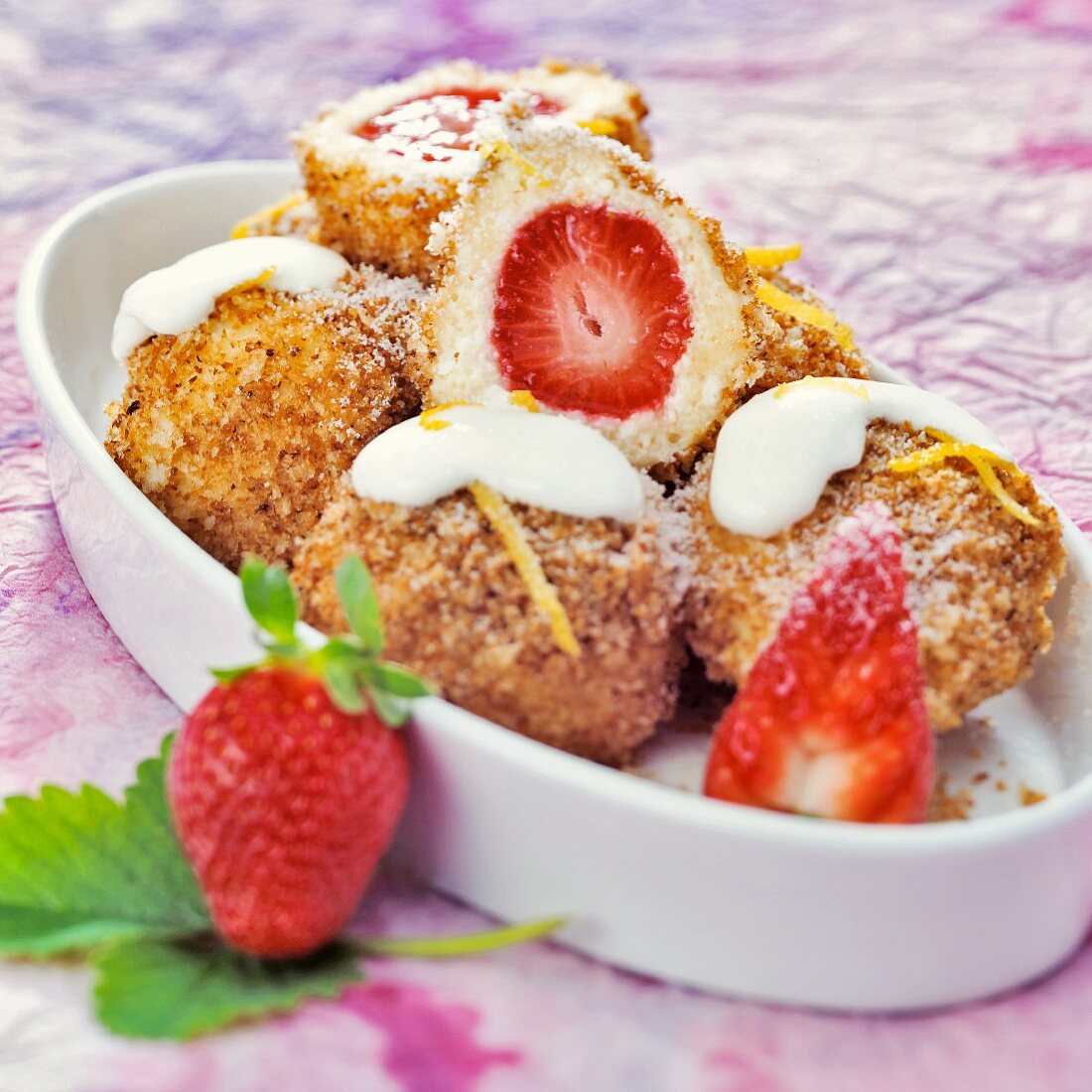 Quark dumplings with strawberries