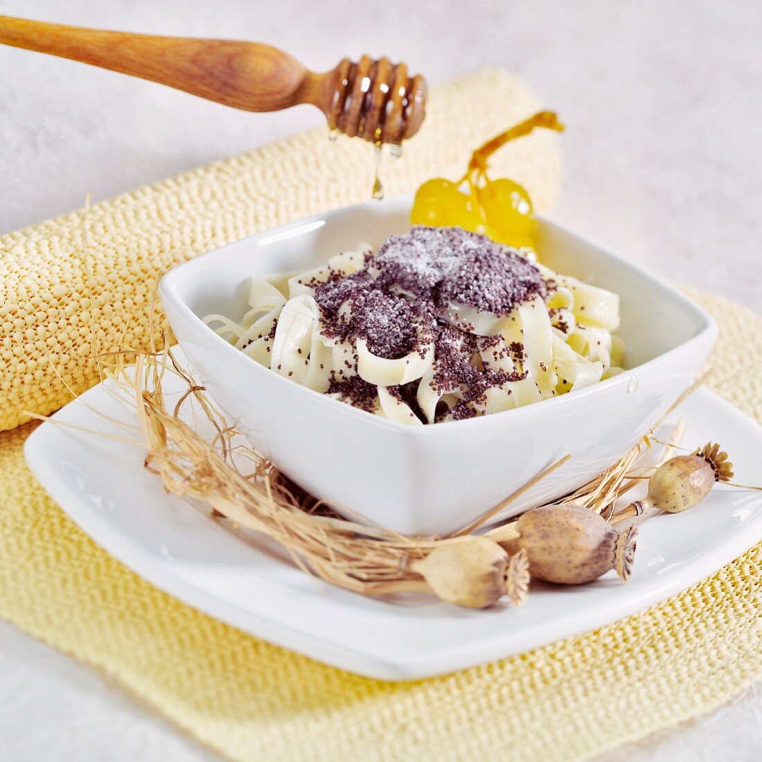 Poppy seed noodles with honey