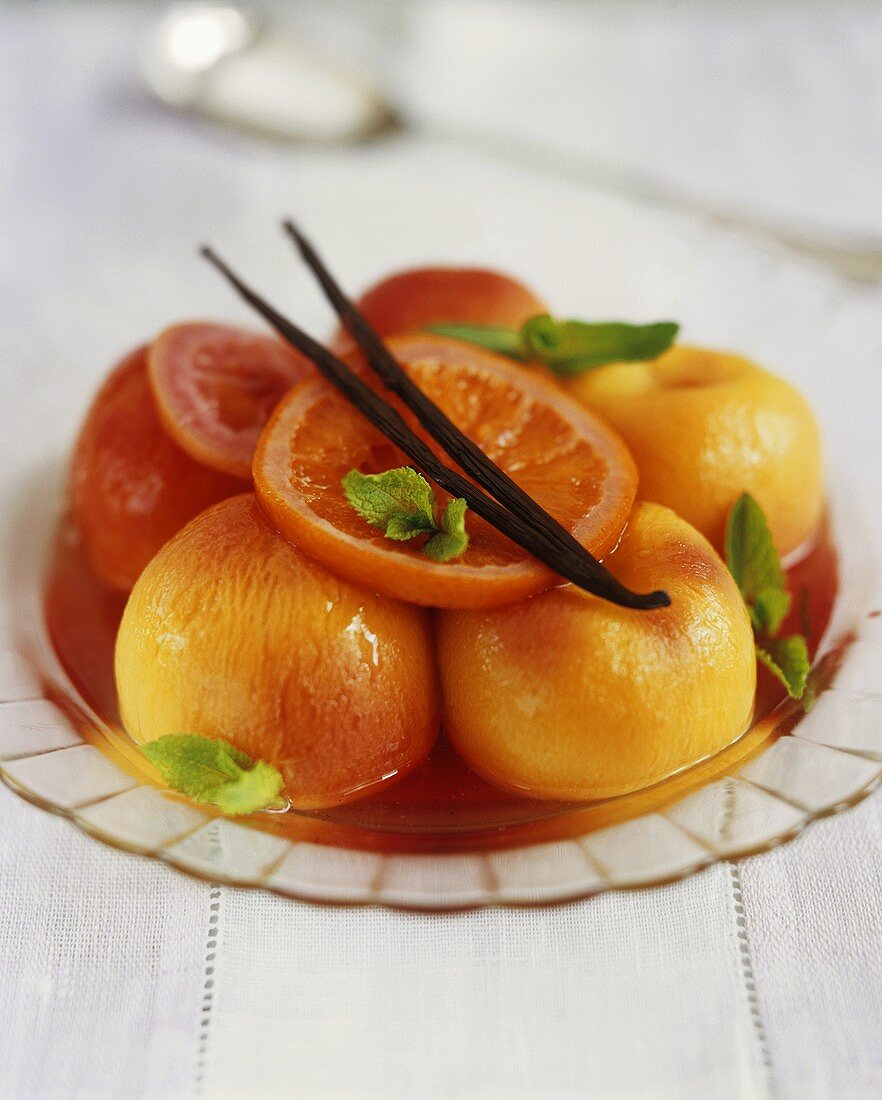 Poached peaches