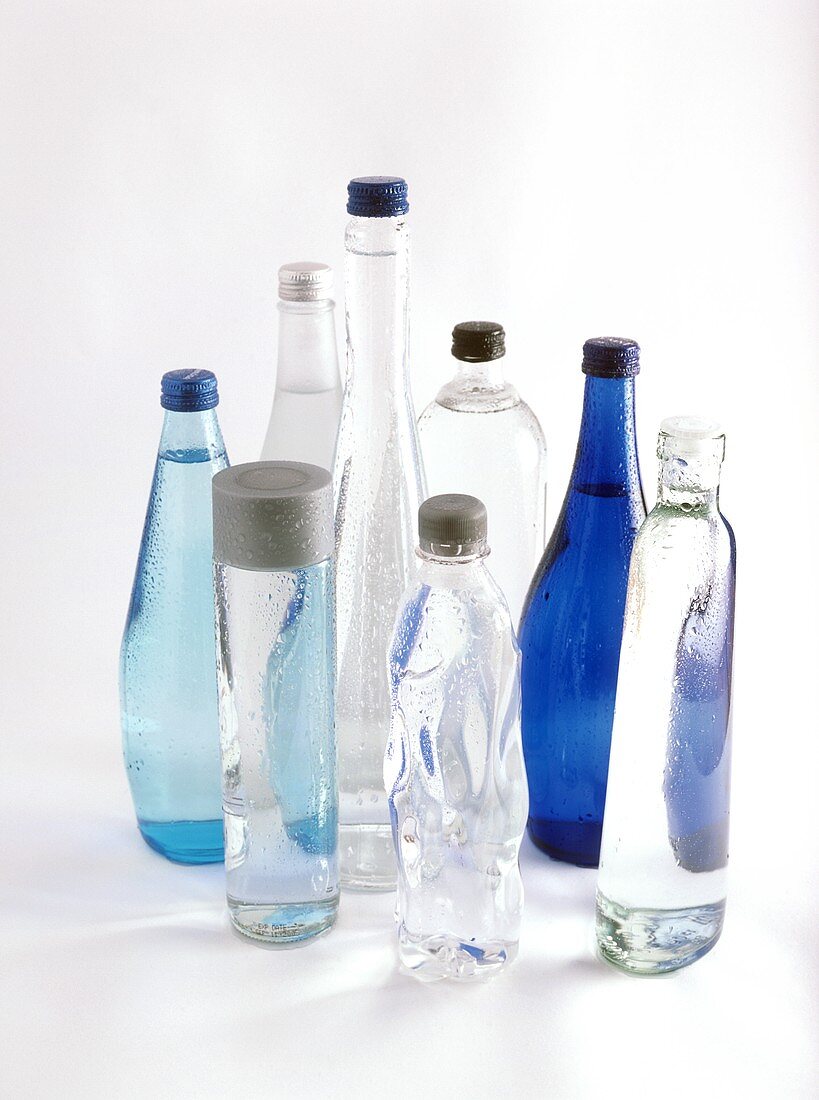 Various mineral water bottles
