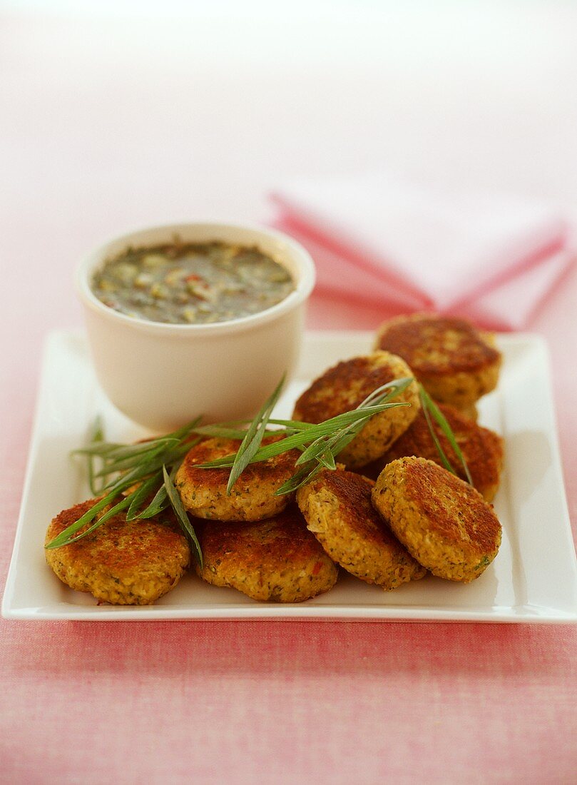 Soya burgers and Thai dip