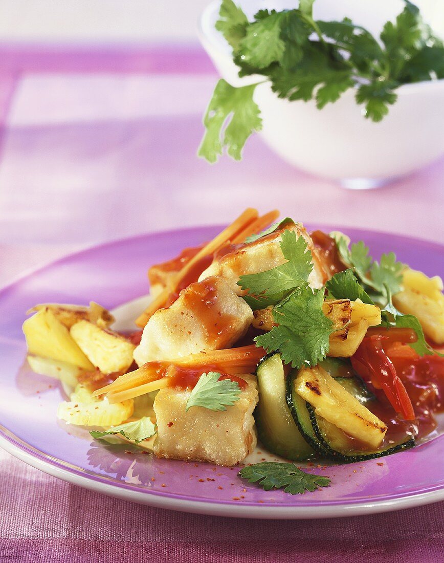 Fish with pineapple and vegetables