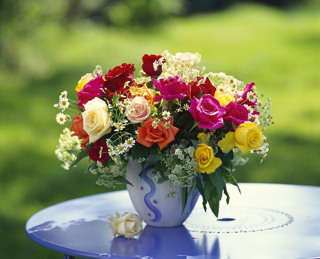 Colourful bouquet of roses