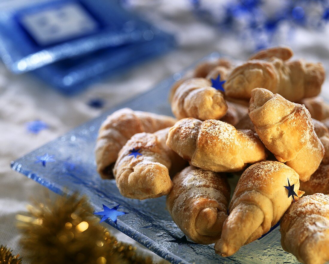 Small sweet pastry croissants for Christmas