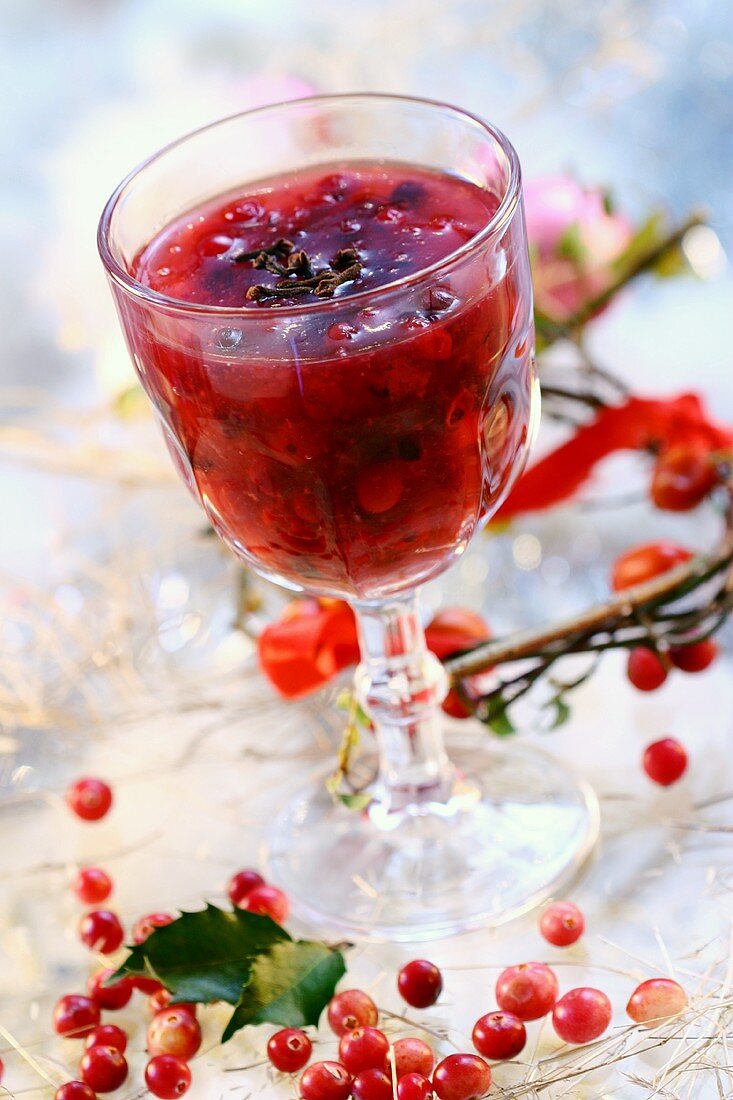 Cranberry jam in a glass 