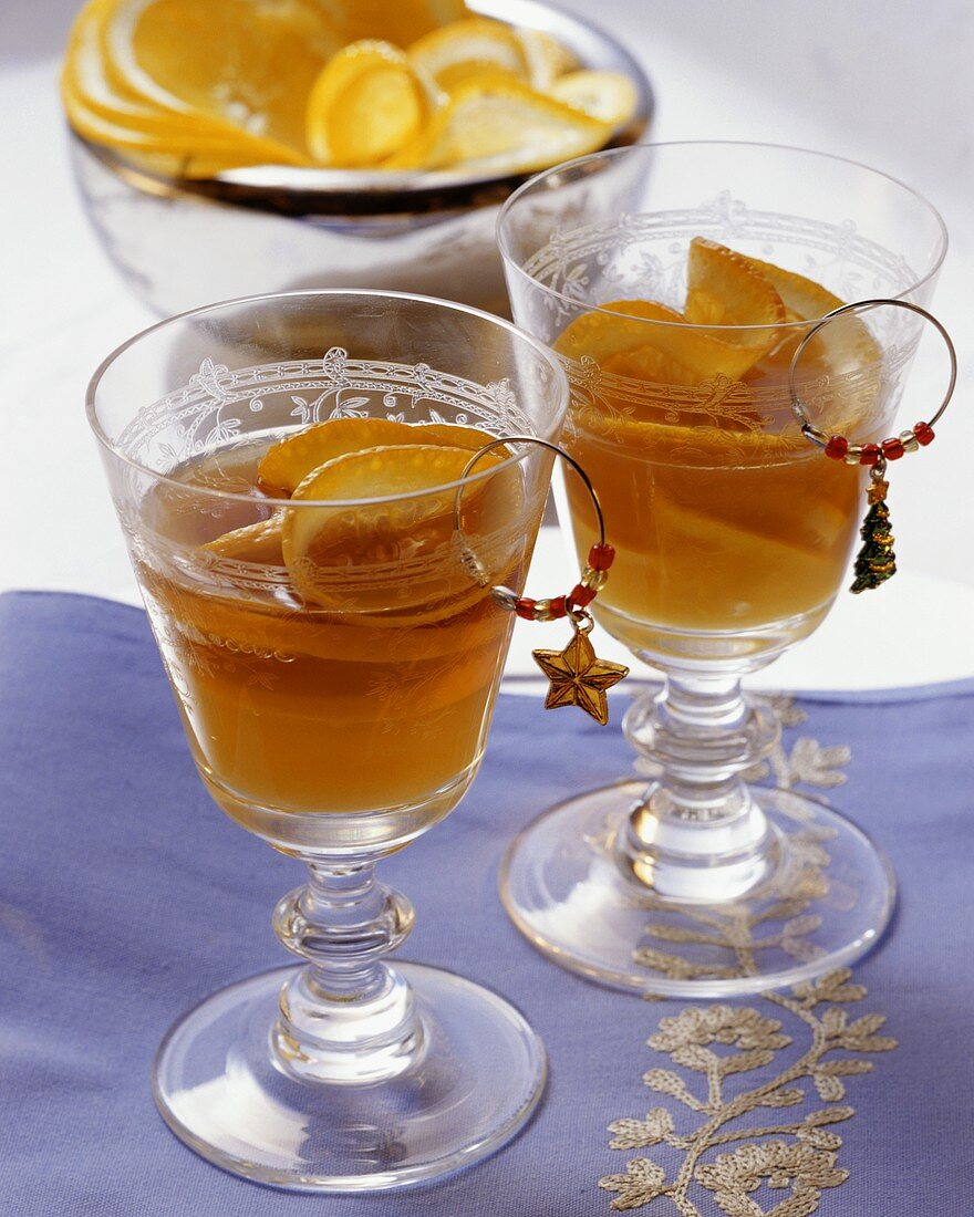 Two sherry cocktails with orange as aperitif