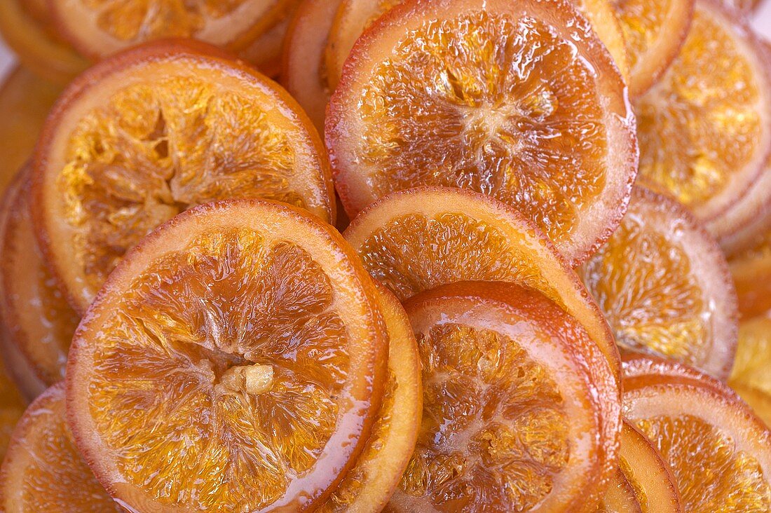 Several slices of orange (filling the picture)