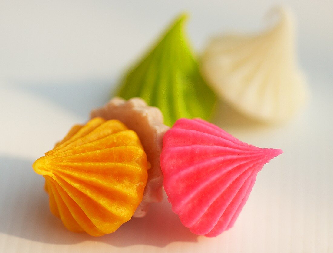 Several coloured coconut sweets (Thailand)