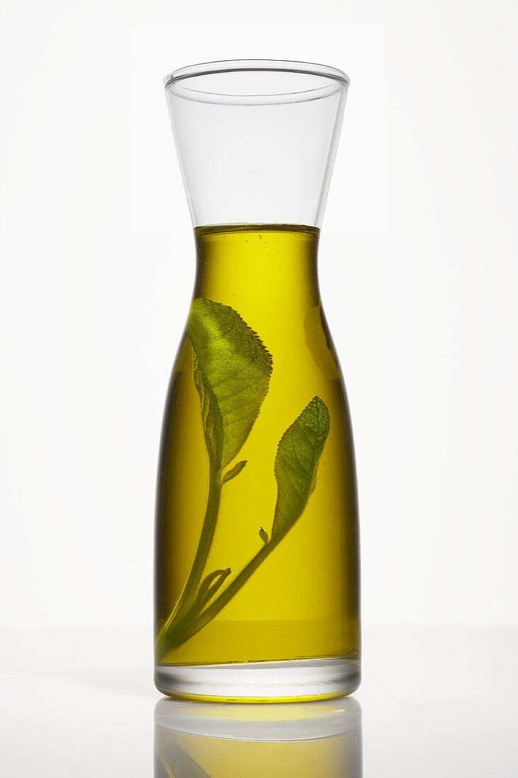 Sage oil in a carafe