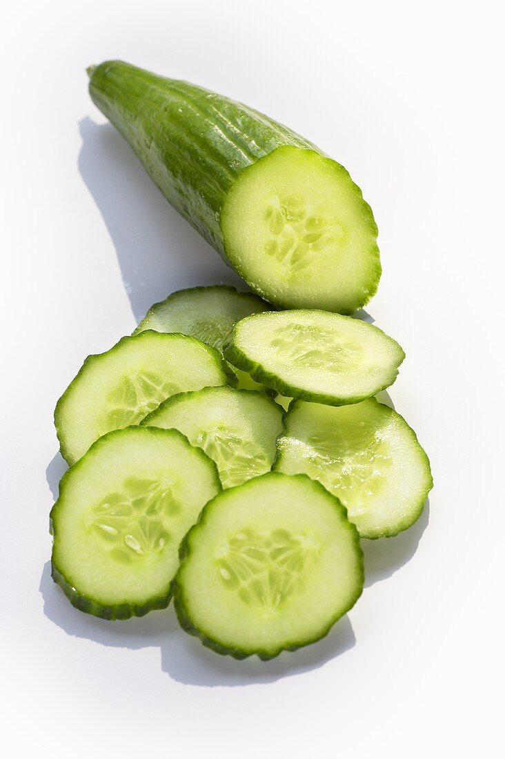 A cucumber, cut up – License Images – 193946 ❘ StockFood