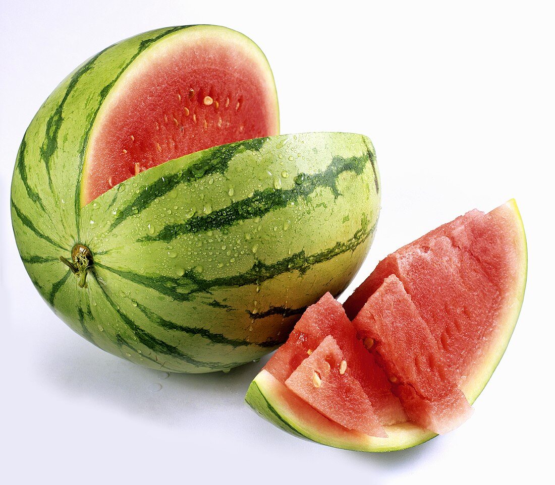 Watermelon with a slice cut out 
