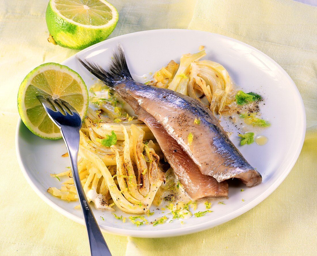 Matje herrings with fennel and limes